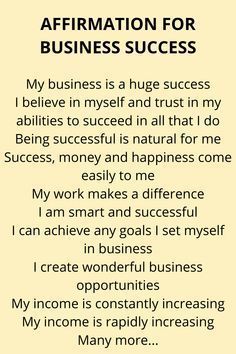 21+ empowering affirmations for business success. #luxury #money #dreamlife #rich #success Business Success Affirmations, Positive Business Affirmations, Manifesting Business Success, Affirmations For Success In Business, Affirmations For Business Success, Marketing Affirmations, Successful Business Affirmations, My Business Will Be Successful, Billionaire Affirmations