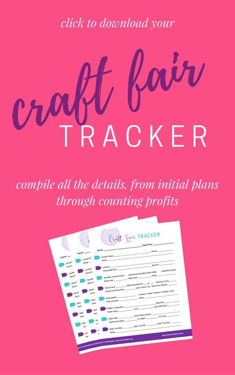 CRAFT FAIR TRACKER | Compile all the information you need from planning to execution - fair details, booth information, contacts, payment information and profits. Keep it all documented and safe in order to have a successful craft fair season! Festival Booth Display, Fair Season, Sales Tracker, Losing Your Mind, Crochet Bloggers, Crochet Business, Handmade Sellers, Holiday Craft, Crochet Blog