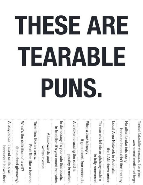 Tearable Puns~  Print it, post it, and see how quickly students "tear" into it!  :-) Image Meme, Visual Puns, Behind Blue Eyes, E Mc2, Nerd Stuff, E Card, I Smile, Bones Funny, Make Me Happy