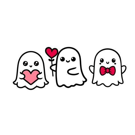 Cute Pictures Stickers, Sublimation Pictures, Ghost Tattoo With Hearts, You’re Cute, Valentine Clip Art, Cut Stickers, Ghosts In Love Drawing, My Boo, Ghost Heart