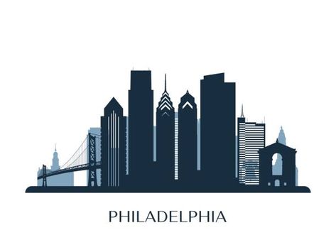 Philadelphia Skyline Art, Philadelphia Skyline, Monochrome Color, City Architecture, Color Vector, Free Vector Graphics, City Travel, Willis Tower, City Skyline