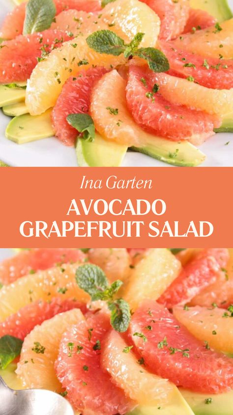 Ina Garten Avocado Grapefruit Salad Grapefruit Salad Recipes, Grapefruit Salad, Champagne Vinegar, Vinegar And Honey, Tossed Salad, Vegetarian Paleo, Mixed Greens, 4 People, Avocado Salad