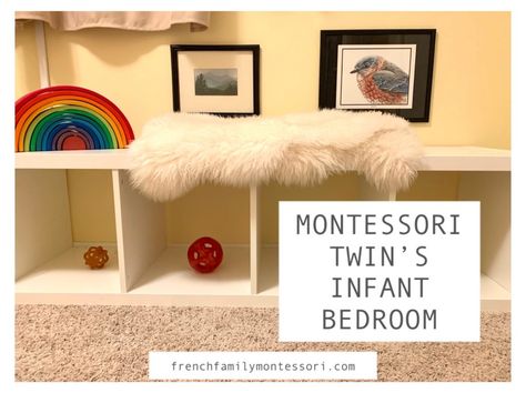 MONTESSORI TWIN’S INFANT BEDROOM – French Family Montessori Montessori Twin Bedroom, Montessori Bedroom For Twins, Twin Montessori Bedroom, Twin Girl Bedrooms, Ikea Shelving Unit, Montessori Bedroom, White Noise Machine, Twin Bedroom, Montessori Baby