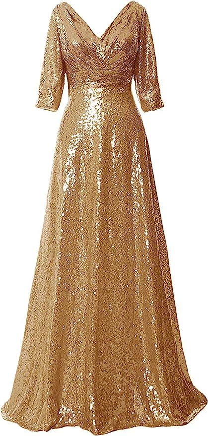 Gold Mother Of The Bride Dress Long Plus Size, Gold Mother Of The Bride Dress, Birthday Dresses For Women Indian, Gowns Long Sleeve, Wedding Guest Dresses For Women, Gold Long Sleeve Dress, Fall Wedding Guest Dresses, Renewing Vows, Anniversary Dress