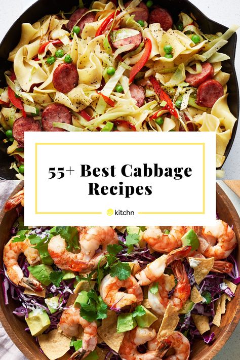 Cabbage And Sausage Recipes, Shrimp Cabbage, Cabbage Bowls, Crunchy Salads, Baja Shrimp, Roasted Side Dishes, Best Cabbage Recipe, Vegan Shrimp, Skillet Shrimp