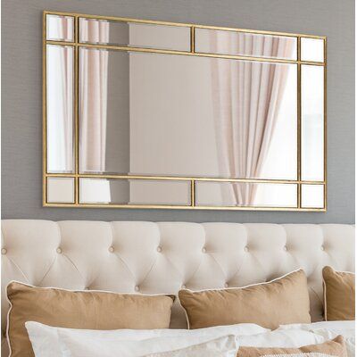 This beveled accent mirror gives you a spot to glance at your reflection as you head out the door, and it rounds out any room with a hint of glamour. It has a wooden frame with a modern-inspired mirrored overlay that incorporates clean lines and adds an extra dimension. At 30" tall and 20" wide, this wall mirror elevates your space by making it appear more open. The neutral hue of the frame lets you match multiple styles and color schemes. It features convenient metal hangers on the back, so you Rectangular Mirror Living Room, Dining Room Wall Mirror, Gold Mirror Living Room, Living Room Color Inspiration, Mirror Wall Design, Dining Room Mirror Wall, Dining Room Mirror, Justin Matthews, Blue And Green Living Room