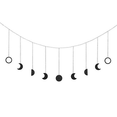 OCIOLI Moon Phase Garland with Chains Boho Hanging Ornaments Moon Hang Art Room Decor for Wedding Home Office Nursery... Room Decor For Wedding, Moon Phase Garland, Home Office Nursery, Wood Moon, Butterfly Mirror, Decor For Wedding, Stick Wall Art, Office Nursery, How To Make Scrapbook