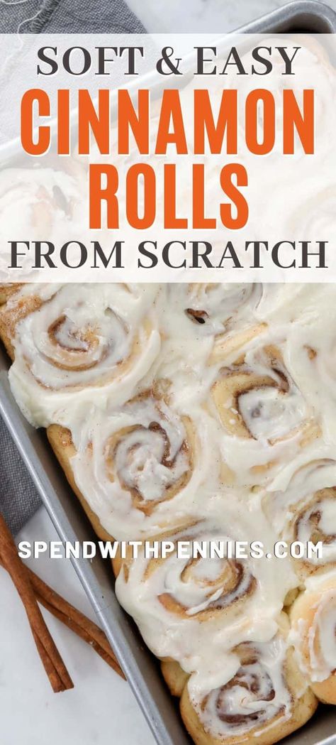 Homemade Cinnamon Rolls are a great breakfast or dessert option! Topped with an easy cream cheese icing this from scratch recipe is always a hit! #spendwithpennies #cinnamonrolls #cinnamonbun #dessert #homemade #fromscratch Rolls From Scratch, Overnight Cinnamon Rolls, Cinnamon Rolls From Scratch, Cinnamon Roll Recipe Homemade, Fluffy Cinnamon Rolls, Cinnamon Rolls Easy, Best Cinnamon Rolls, Homemade Cinnamon Rolls, Easy Meals For Kids