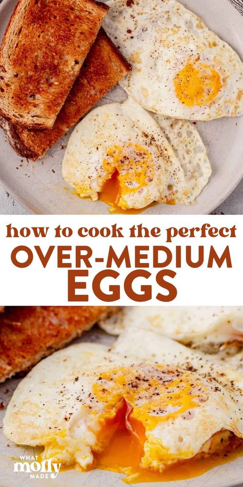 Learn the best method to cook the perfect over-medium egg every single time. This breakfast takes just 5 minutes to make with a few ingredients you most likely have at home. Perfect Over Medium Egg, 6 Minute Egg, Simple Egg Recipes Breakfast, Soft Cooked Eggs, Eggs Over Easy How To Cook, Over Medium Eggs How To Cook, Over Medium Eggs, Best Pans For Cooking, Eggs Over Medium