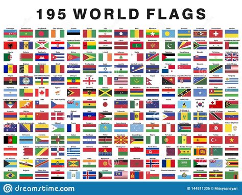 Illustration about Collection set a illustrator vector of 195 Flags of the World with their names, isolated on white background. Illustration of flags, names, africa - 144811336 Every Country Flag, United Nations Countries, World Flags With Names, Flags Of Different Countries, Un Flag, All World Flags, United Nations Flag, All Country Flags, World Country Flags