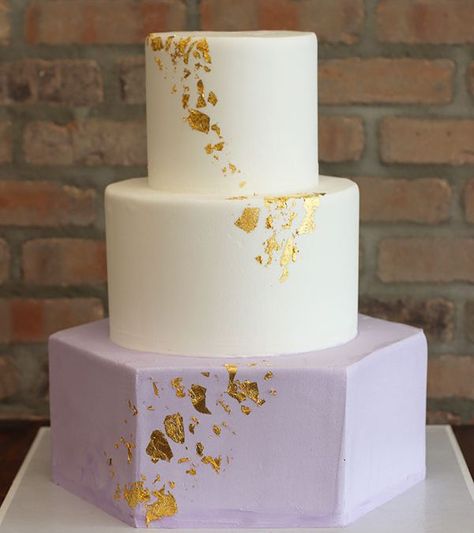 Hexagon-and-Round-Buttercream-Iced-Wedding-Cake-With-Gold-Leaf-NJ-NY Hexagon Wedding Cake, Buttercream Wedding Cakes, Best Buttercream, Hexagon Wedding, Round Wedding Cakes, Buttercream Wedding Cake, Rustic Wedding Cake, Custom Wedding Cakes, Gold Cake