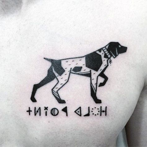 50 Small Manly Tattoos For Men - Masculine Design Ideas German Shorthaired Pointer Tattoo, Gsp Tattoo, K9 Tattoo, Pointer Tattoo, Germanic Tattoos, Dog Outline Tattoo, Manly Tattoos, Small Hummingbird Tattoo, German Tattoo