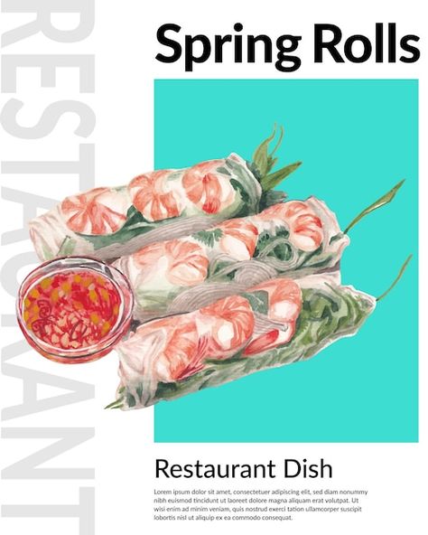 Fresh Spring Rolls, Restaurant Dishes, Spring Roll, Spring Rolls, Illustration Vector, Premium Vector, Graphic Resources, Rolls