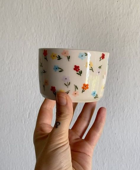 Moneta on Instagram: "double espresso cups🌸 available next week! 🌸 . . . #ceramiccups #handmadecup #espressocup #flowercup #cuteceramics #underglazepainting" Painted Espresso Cups, Funky Pots, Espresso Cups Ceramic, Vision 2024, Espresso Mug, Pottery Inspo, Double Espresso, Handmade Cups, Flower Cup