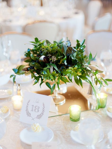 You’ll go green with envy over these lush centerpiece ideas. Here are 15 way to use greenery in your wedding reception centerpieces. Greenery Wedding Centerpieces, Greenery Centerpiece, Wedding Reception Centerpieces, Unique Wedding Flowers, Wedding Floral Centerpieces, Reception Centerpieces, Rustic Wedding Centerpieces, Irish Wedding, Flower Centerpieces Wedding