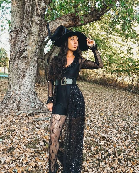 Kelsey | Costume Designer on Instagram: “When witches go riding and black cats are seen, the moon laughs and whispers ‘tis near Halloween🦇🌙 . . Some quick shots of my witch/roman…” Witch Dress Up, Boujee Witch Costume, Home Made Witch Costume For Women, All Black Witch Costume, Witch And Cat Halloween Costume, Witch Cat Costume, Black And Gold Witch Costume, Work Appropriate Witch Costumes, Womens Witch Costume Ideas