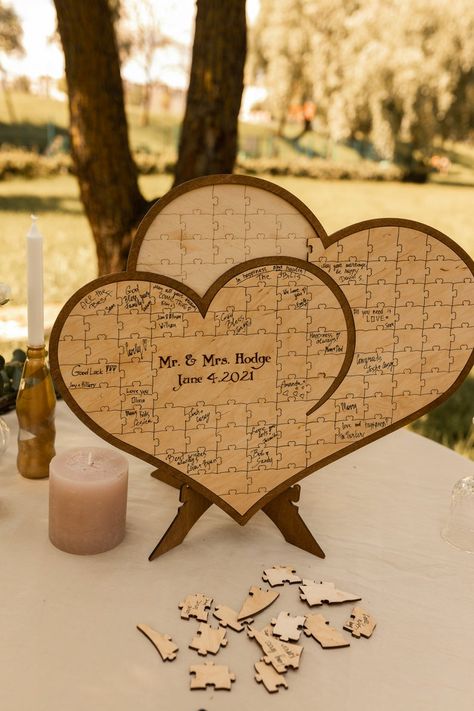 Wedding Guest Book Alternative Wood Guest Book Sign Custom | Etsy Heart Drop Guest Book, Puzzle Guest Book Wedding, Wedding Guest Book Alternative Wood, Country Wedding Guest Book, Wood Guest Book Sign, Creative Guest Book, Puzzle Guest Book, Heart Guest Book, Wedding Puzzle