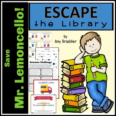 Escape the Library with Mr. Lemoncello: An Escape Room Challenge - A Nest in the Rocks An Challenge, Stem Night, Escape Room Challenge, Library Lesson Plans, Library Games, Middle School Libraries, Children's Library, Elementary School Library, Library Skills