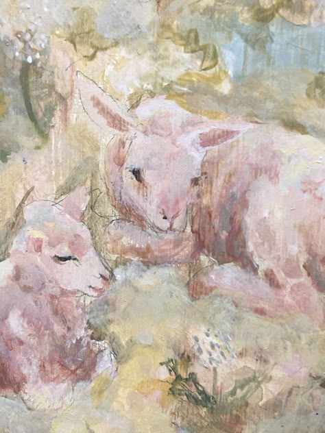 Cute Watercolor Wallpapers, Dainty Wall Art, Dainty Aesthetics, Sheep Aesthetic, Lamb Wallpaper, Sheep Wallpaper, Lamb Painting, Iphone Widgets, Charmmy Kitty