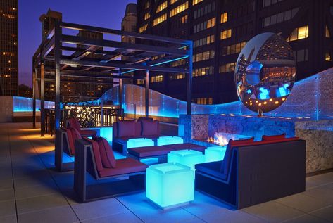 Rooftop Lounge Lighting Attic Playroom, Chicago Hotels, Rooftop Lounge, Attic Bathroom, Attic Apartment, Chi Town, Beach Lounge, Attic Renovation, Rooftop Bars