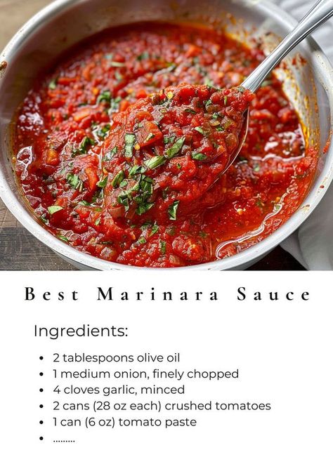 Tasty Cooking The Best Marinara Sauce, Marinara Sauce From Scratch, Pumpkin Alfredo, Best Marinara Sauce, Comfort Food Desserts, Cooking Easy, Marinade Sauce, Easy Dinners, Crushed Tomatoes