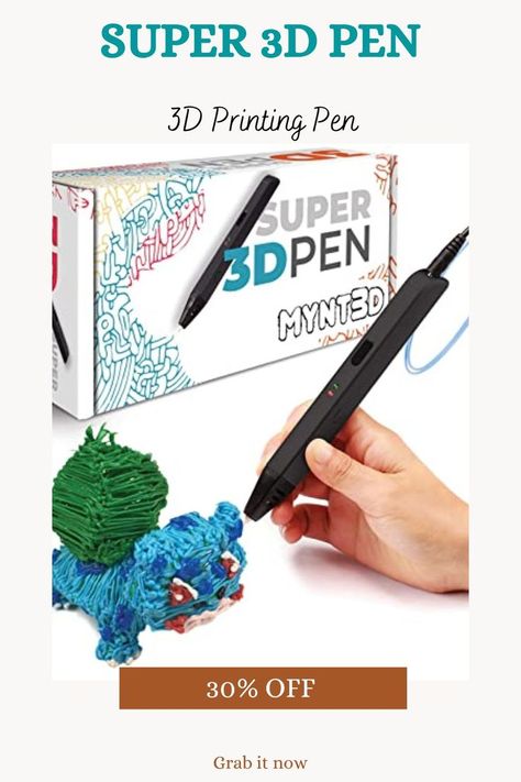 MYNT3D Super 3D Pen, 1.75mm ABS and PLA Compatible 3D Printing Pen >> 30% OFF << #art #3Dpen #painting #colors #printing #penprinting #mynt3d #super3Dpen #kidsart #penart #penartist #artwork #colorpencil #drawing 3d Printer Enclosure, Ergonomic Pen, Painting Colors, 3d Printing Pen, 3d Pen, Accessories Inspiration, Pen Art, 3d Printer, 3d Art