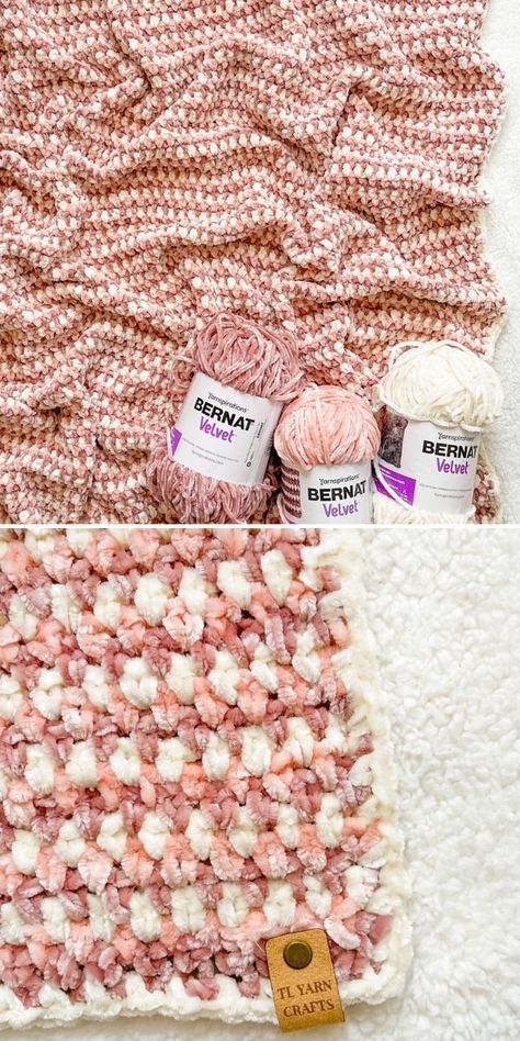 Cute And Soft Crochet Blankets. How pretty is this beginner - friendly crochet blanket in the pictures below? It's made by Toni Lipsey and it's such a sweet project, that you will simply love wearing! What's more, it uses only 3 colors and the finished result is so cute, don't you think? #freecrochetpattern #blanket #throw Pink Baby Blanket Crochet, Pink Blanket Crochet, Fuzzy Crochet Blanket, Crochet Small Blanket, Crochet Ideas Blankets, Puff Flower Crochet Blanket, Crochet Fuzzy Yarn, Fluffy Crochet Blanket, Fuzzy Yarn Crochet Projects