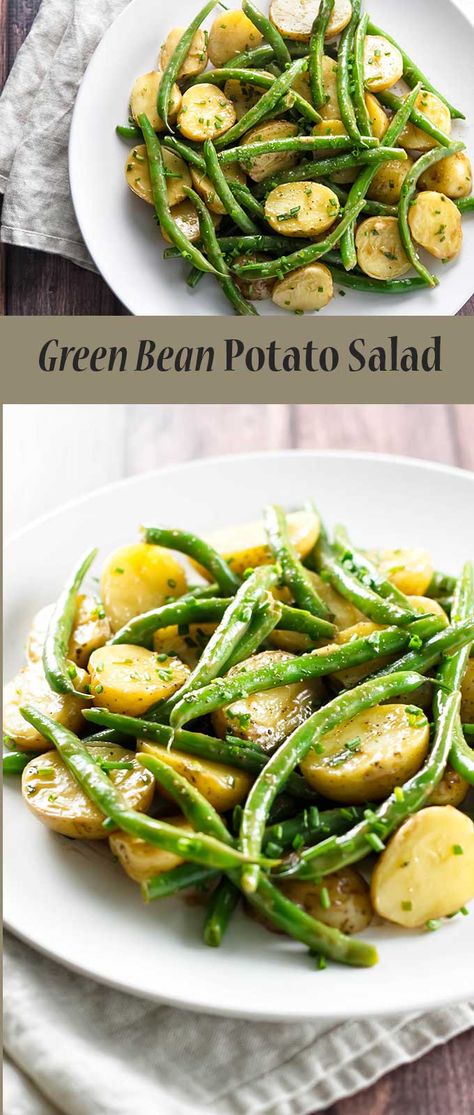 Sides Potatoes, Green Bean Potato Salad, Seasoned Green Beans, Green Bean Salad Recipes, Potluck Side Dishes, Potato Salads, Side Chick, Food Project, Simple Vinaigrette