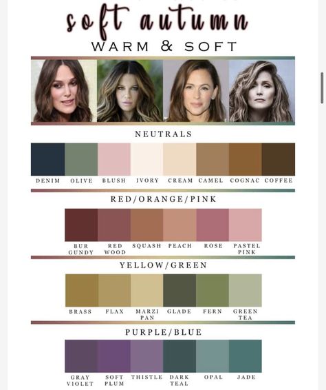 Soft Autumn Deep, Autumn Color Palette Fashion, Soft Autumn Palette, Deep Autumn Color Palette, Soft Autumn Color Palette, Autumn Soft, Soft Summer Colors, Autumn Palette, Deep Autumn