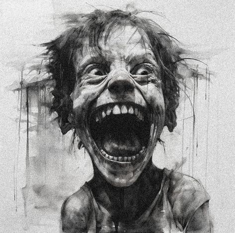 Horror Artwork Drawings, Screaming Face, Scream Face, Creepy Sketches, Creepy Faces, Nightmares Art, Boho Art Drawings, Arte Punk, Scary Faces