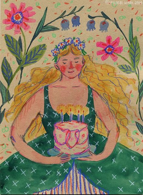 Phoebe Wahl, Briar Rose, My Cousin, Colored Pencil, Aurora, Pencil, Candles, Cake, Birthday