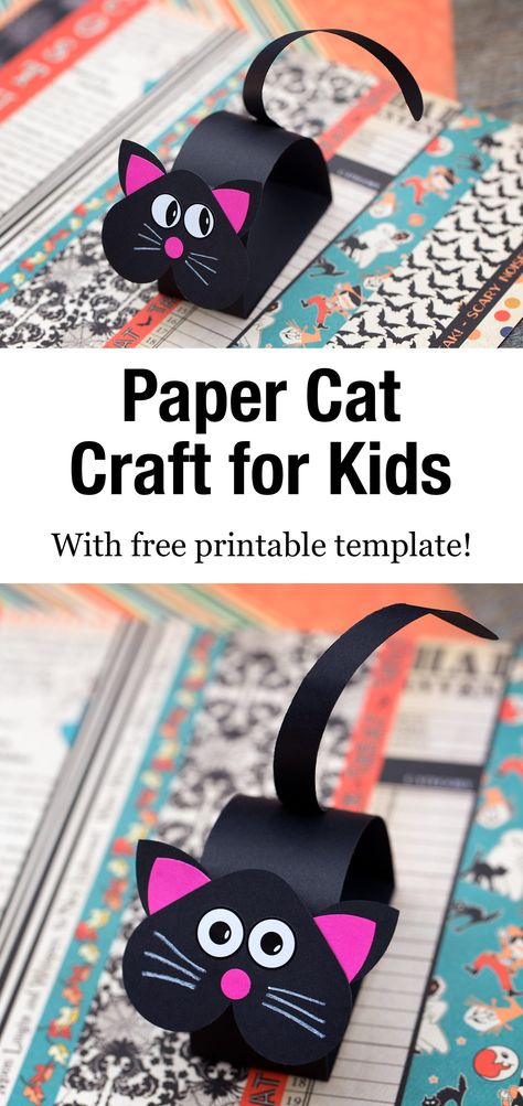 Paper Cat Craft, Black Cat Craft, Cat Crafts Preschool, Craft For Halloween, Gifts Paper, Paper Cat, Paper Glue, Paper Plate Crafts, Halloween Crafts For Kids