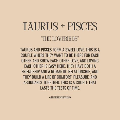 Taurus Love Compatibility + What Works 💜 #Listentothevirgo Taurus Men And Pisces Women, Taurus And Pisces Compatibility, Taurus Love Compatibility, Pisces Relationship, Taurus Compatibility, Pisces Compatibility, Taurus Pisces, Pisces And Taurus, Taurus Bull