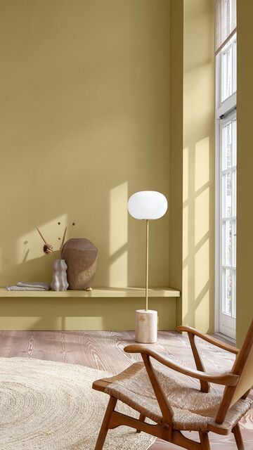 Hallway Wall Colors, Dulux Paint Colours, Wild Wonder, Hallway Colours, Kitchen Wall Colors, Yellow Interior, Yellow Walls, Retro Home, Room Colors