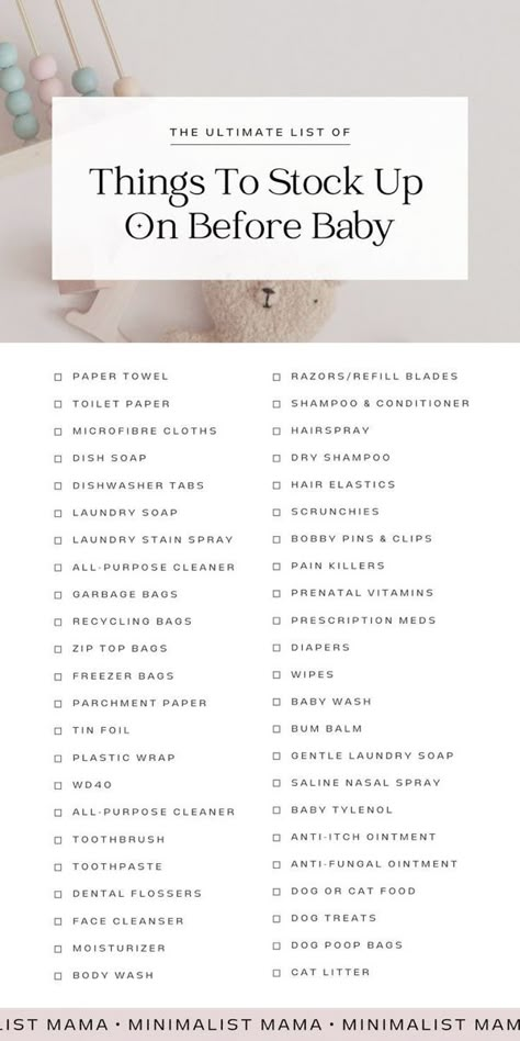 What To Stock Up On Before Baby, Things To Stock Up On Before Baby, How To Prepare For Baby, Nesting Checklist, Baby Preparation Checklist, First Baby Checklist, Newborn Organization, Prepping For Baby, Newborn Checklist