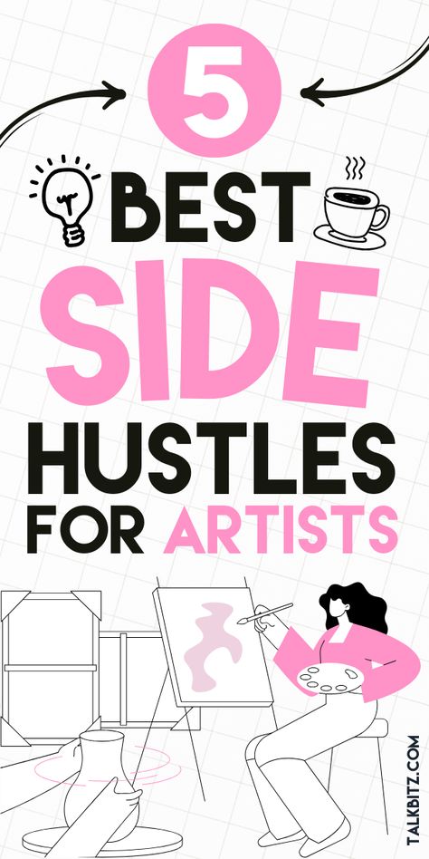 In this blog post, you'll discover the Top 5 Side Hustles for Artists to turn their passion into profit. Uncover the secrets to monetizing your artistic talents and expanding your creative empire. Don't miss out on these lucrative opportunities! #Artists #SideHustles #PassionToProfit. Read this and unlock your artistic potential today! Side Hustle For Artists, Passive Income For Artists, Legitimate Side Hustles, Acx.com Side Hustle, Worldwide Side Hustle, Side Hustle Passive Income, Earn Extra Income, Earn Extra Cash, Side Jobs