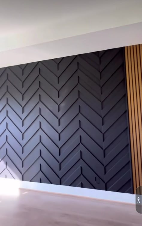 Trim Wall Design, Unique Wall Design, Wall Cladding Designs, Trim Wall, Black Feature Wall, Cladding Design, Accent Wall Designs, Accent Walls In Living Room, Wall Trim