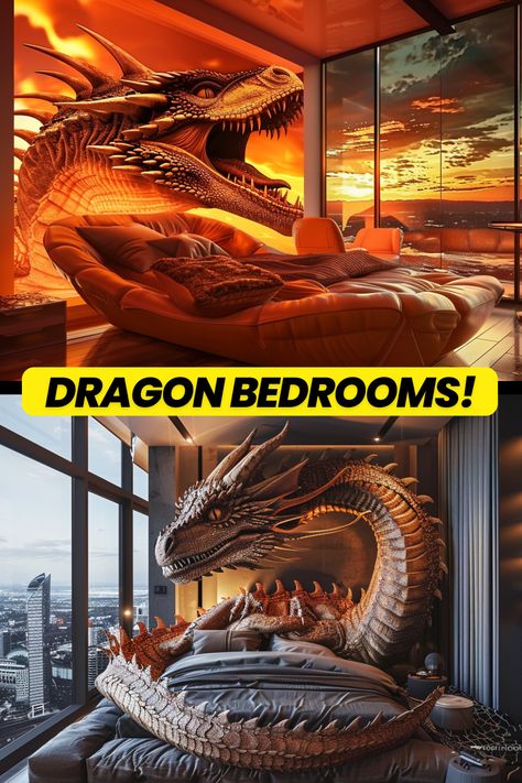 Create your own enchanted dragon retreat with these inspiring bedroom ideas! 🐉✨ Dive into a world of rich colors and magical accents to craft your dream space. #DragonDecor #FantasyBedroom #HomeDesignInspo #MythicalRetreat #DreamBedroom Medieval Bedroom Aesthetic, Dragon Bedroom, Dragon Sanctuary, Dragon Bed, Medieval Bedroom, Dragon Lair, Textured Wall Panels, Bedroom Sanctuary, Fantasy Bedroom