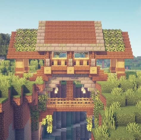 Ravine House, Minecraft Building Ideas, Minecraft House Plans, Bangunan Minecraft, Minecraft Farm, Minecraft Cottage, Easy Minecraft Houses, Minecraft House Tutorials, Cool Minecraft Houses