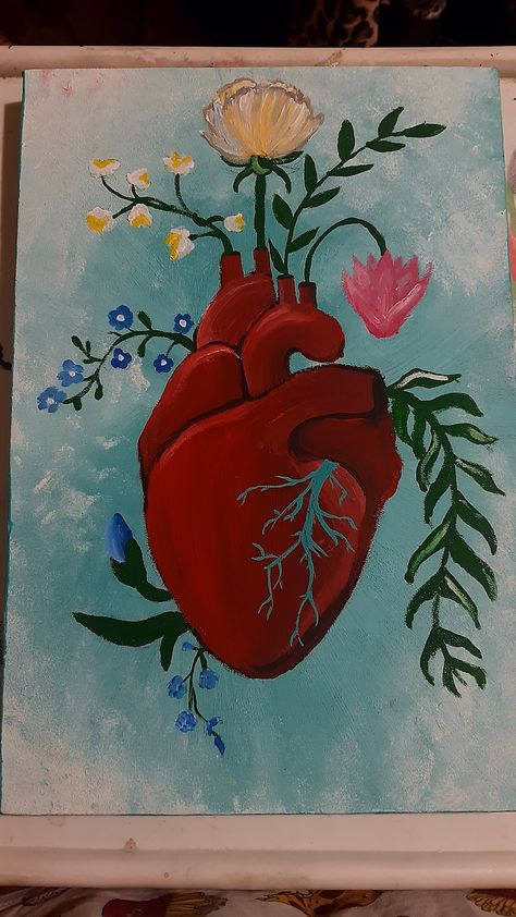 Feeling Of Love Art, Heart With Flowers Painting, Love Painting Ideas On Canvas, Aesthetic Painting Love, Simple Love Painting, Painting Ideas Romantic, Cute Painting Ideas For Mom, Painting Illustration Art, Easy Realistic Paintings