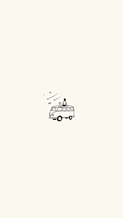 chill, minimalist, lockscreen, aesthetic, simple Adventure Dog Tattoo, Kombi Van Tattoo, Road Trip Tattoo, Campervan Tattoo, Roadtrip Tattoo, Bus Tattoo, Tatoo Adventure, Adventure Drawing, Van Tattoo