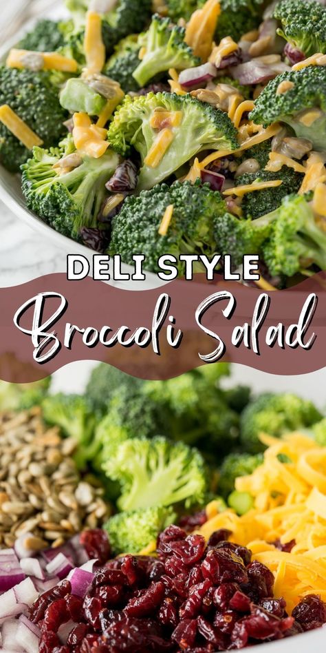 Deli Style Broccoli Cheddar Salad is super quick and easy to make, yet tastes like it came from the deli! Deli Salads Ideas, Deli Salads Recipes, Deli Pasta Salad, Deli Salad, Homemade Salads Recipes, Deli Recipes, Work Treats, Deli Salads, Healthy Vending Machines