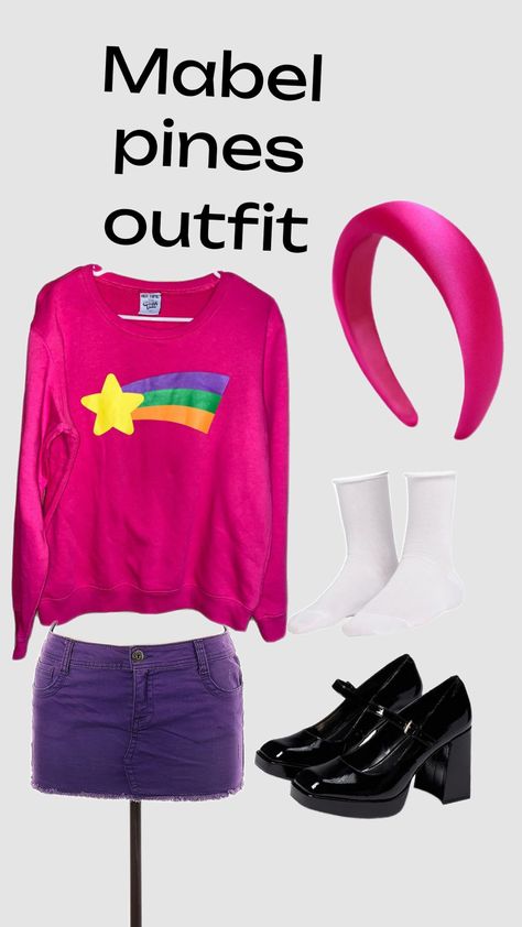 Mabel pines outfit Mabel Halloween Costume, Mabel Pines Outfits, Mabel Pines Costume, Mabel Outfits, Mabel Pines Sweaters, Mable Pines, Gravity Falls Funny, Mabel Pines, Disney Halloween Costumes