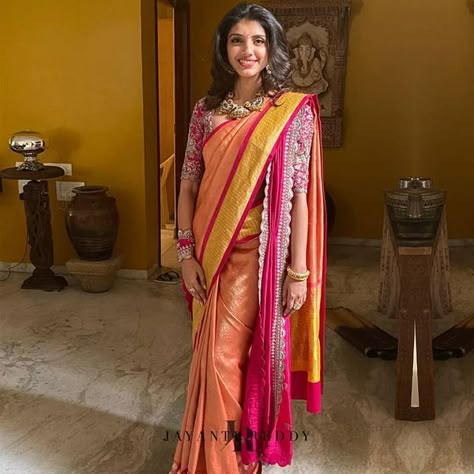 Rana Dagubatti Just Got Married, & We Love His Wife Miheeka's Bridal Looks! Jayanti Reddy Saree Collection, Jayanti Reddy Blouses, Jayanti Reddy Saree, Miheeka Bajaj, Royal Wedding Outfits, Saree Drapes, Rana Daggubati, Saree Drape, Saree Styling