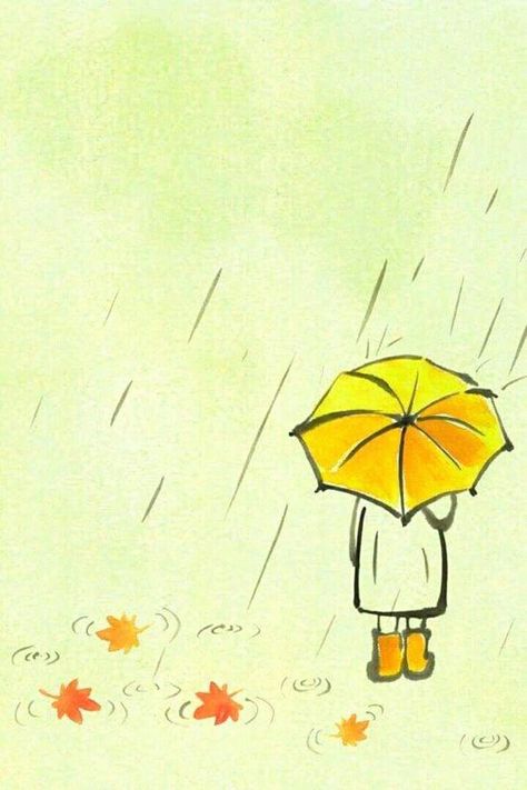 Umbrella Drawing, Yellow Rain Boots, Umbrella Illustration, Boots Print, Yellow Umbrella, Umbrella Art, Diy Watercolor Painting, 수채화 그림, It's Raining