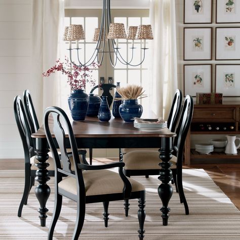 Turret Dining Table - Ethan Allen US Ethan Allen Dining, Ethan Allen Furniture, Blue Vases, Diy Dining Room Table, Flower Containers, Vintage Dining Room, Ethan Allen, Dining Room Sets, Room Table