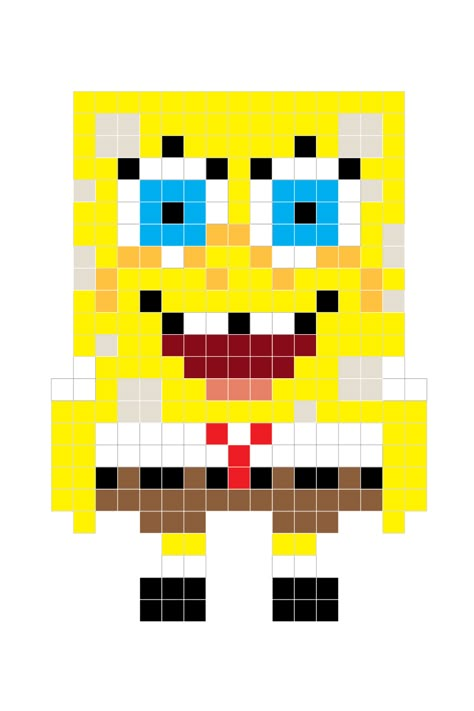 Pearler Bead Patterns Spongebob, Fun Pixel Art, Spongebob Perler Beads, Spongebob Perler, Melty Bead Designs, Hamma Beads Ideas, Graph Paper Designs, Melty Bead Patterns, Fuse Bead Patterns