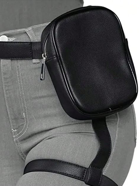 Mini Fashion Leg Bag Black Minimalist For Outdoor ActivityI discovered amazing products on SHEIN.com, come check them out! Plain Fashion, Thigh Bag, Thigh Harness, Digital Ideas, Chest Bag Men, Waist Purse, Black Minimalist, Leg Bag, Pu Leather Bag