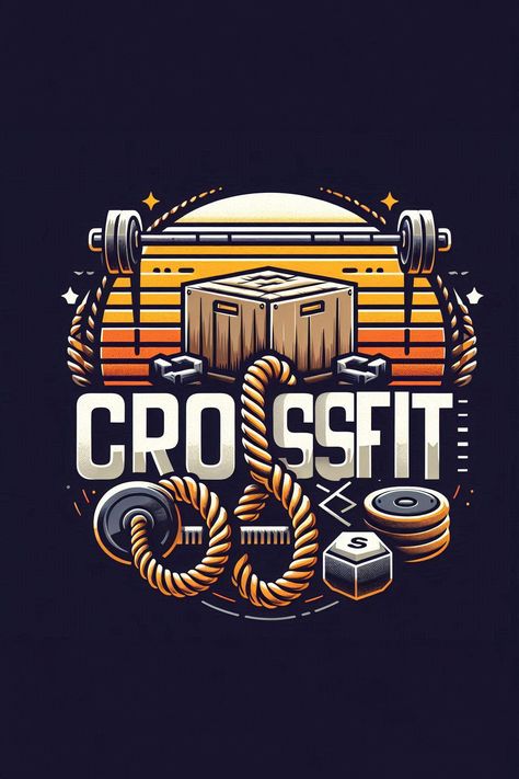 Logo Crossfit inspiration. Logo crossfit with box, weights, barbell and rope  #logo #logocrossfit #logogym #wprimewebagency #webdesign #logodesign Crossfit Gym Design Ideas, Gym Logo Ideas, Crossfit Logo Design, Crossfit Wallpaper, Logo Crossfit, Fitness Design Gym, Logos Gym, Crossfit Logo, Gym Wall Stickers