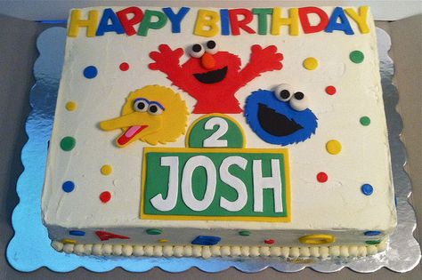 Sesame Street Sheet Cake, Cakes 3 Tier, Sesame Street Birthday Cake, Birthday Cake Buttercream, Sesame Street Birthday Cakes, Sesame Street Cake, Elmo Cake, Cake With Fondant, Birthday Sheet Cakes